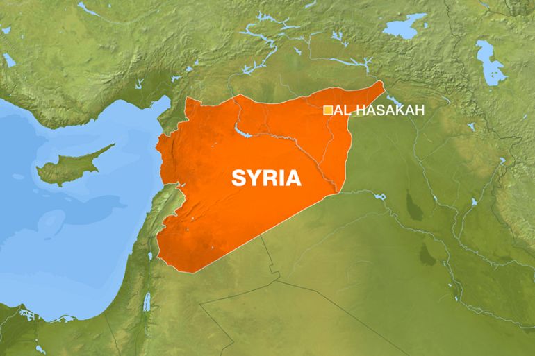 MAP SHOWING AL HASAKAH SYRIA