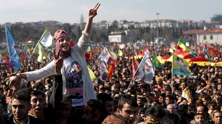 Kurdish people during a Nowruz rally