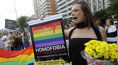 Activists demand homophobia be criminalised during demonstrations in Brazil [AP]