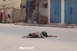 The body of a Houthi fighter in Aden