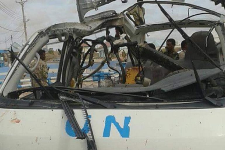 UN staff bus targeted explosion in Garow Somalia
