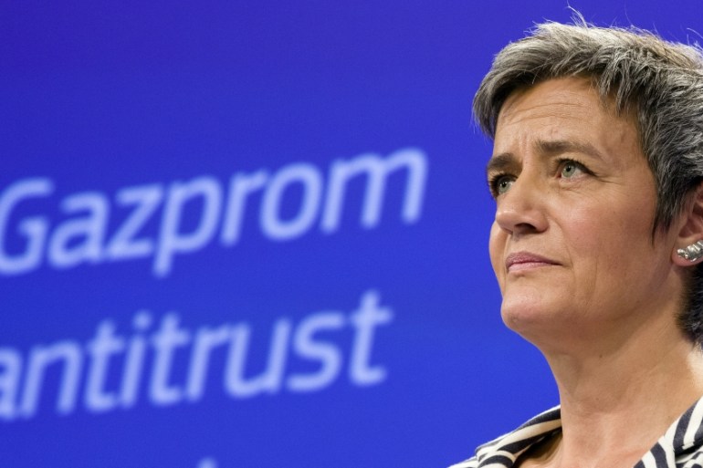 Margrethe Vestager at Gazprom anti-trust enquiry