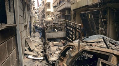 The Christian and Armenian neighbourhood of Sulaimaniyah in Aleppo after shelling [AP]