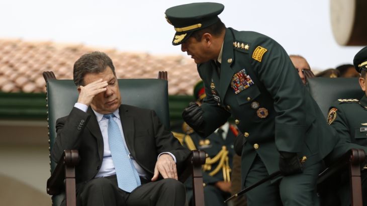 Colombia president Santos + Military