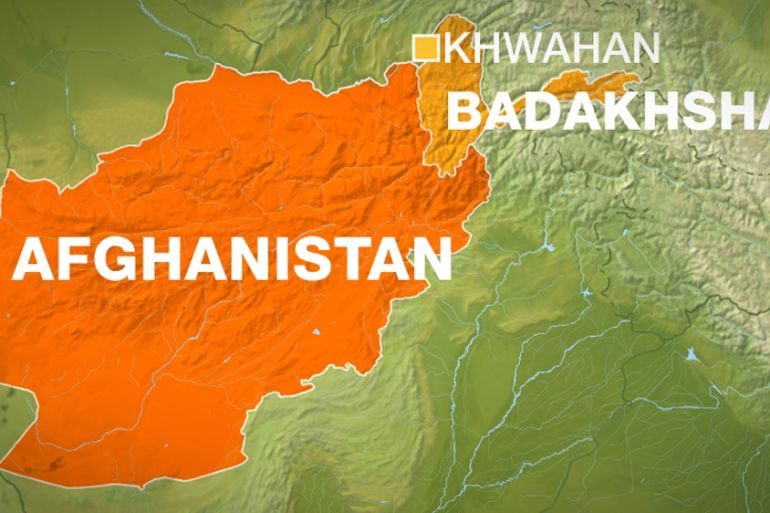 Map of Afghanistan showing province of Badakhshan, struck by a landslide, April 28, 2015.