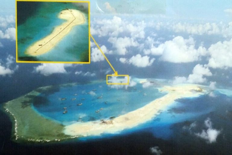 constructions at the disputed Spratley Islands in the south China Sea by China