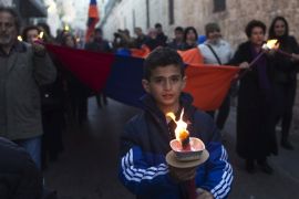 Armenian memorial march marking the 100th anniversary of the mass killings in Jerusalem's Old City [REUTERS]
