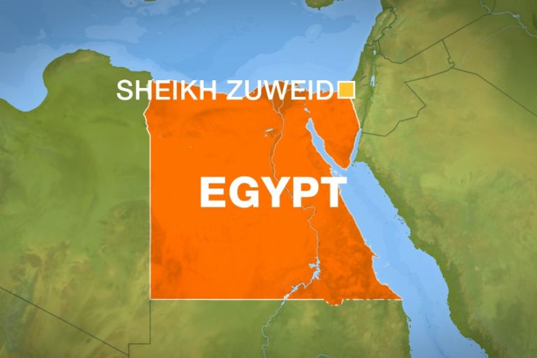 MAP SHOWING SHEIKH ZUWAID SINAI EGYPT
