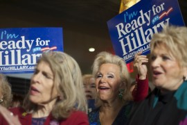Supporters take part in the "Ready for Hillary" rally in Manhattan, New York