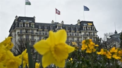 The Beau Rivage Palace Hotel in Lausanne, where talks are taking place [AP] 