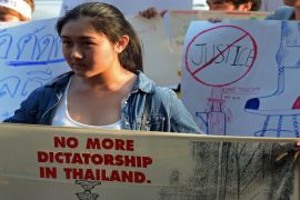students protested in Bangkok