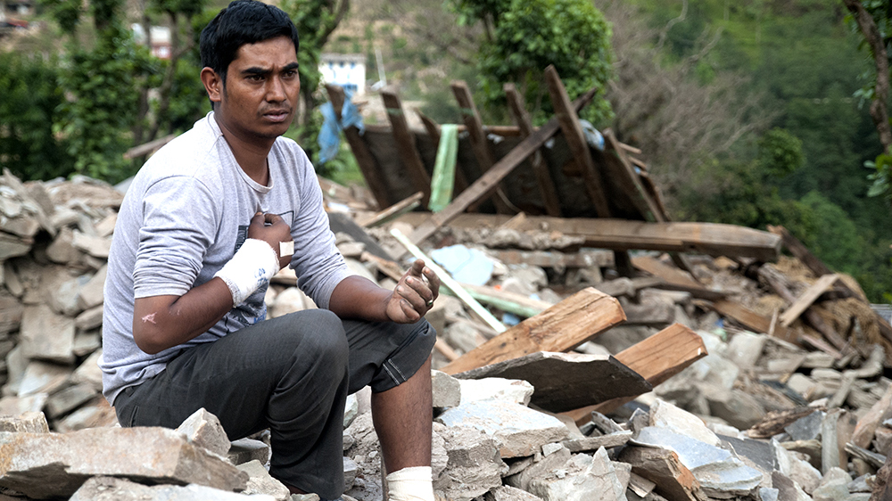 Uddhav Paudel has lost his family in Nepal's devastating earthquake [Tiffany Ang / Al Jazeera]