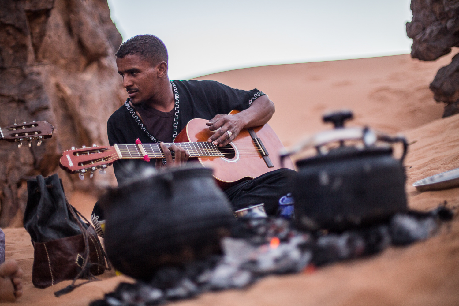 A group of young Tuareg travel here often to sit under the stars, drink tea and play guitar [Mauricio Morales/Al Jazeera]