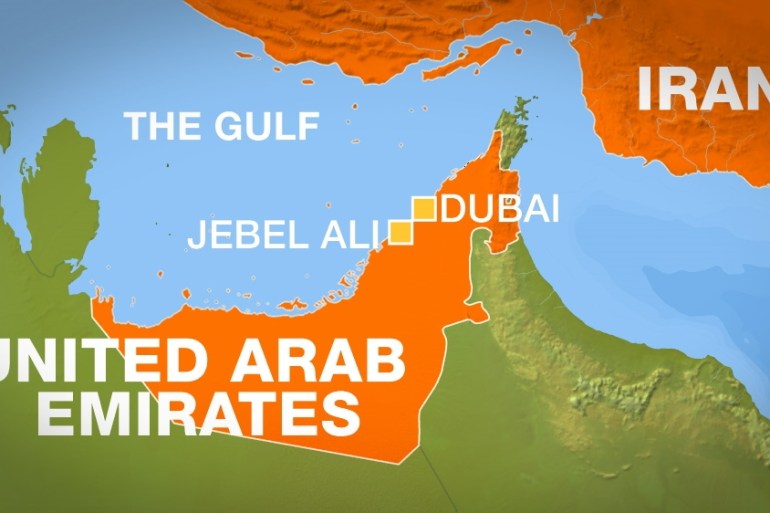 Iran, UAE, Gulf Map
