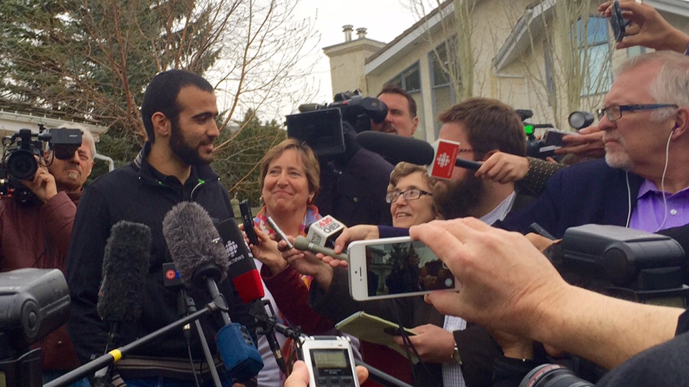 Khadr told reporters he will prove to Canadians that he is a good person [Al Jazeera]