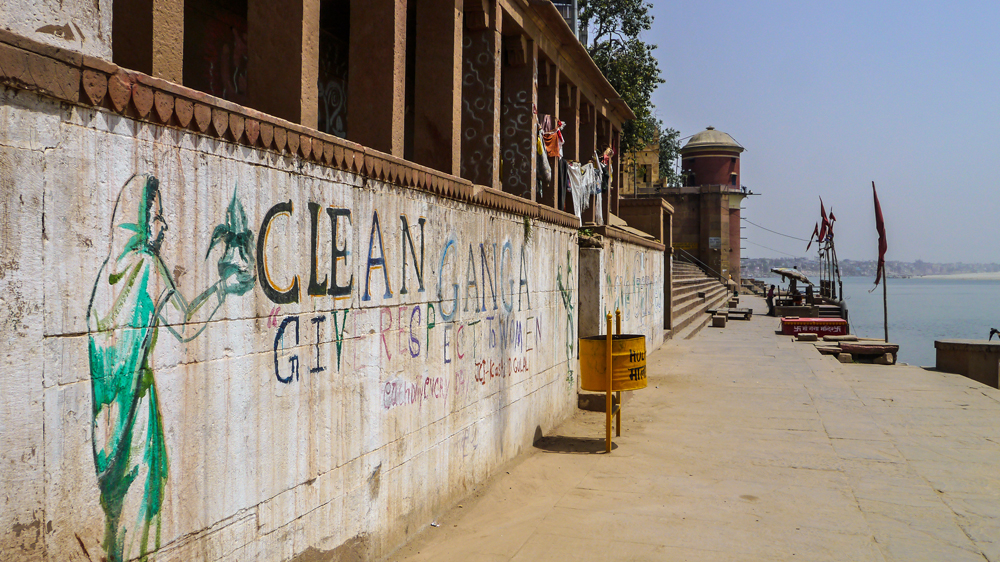 At Assi Ghat in Varanasi, Modi launched the 'Clean India' campaign last year [Baba Umar/Al Jazeera]