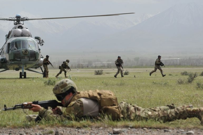 Special Forces soldiers of the Shanghai Cooperation Organization member states in joint military exercises near Bishkek [AFP]