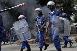 Riot police in Burundi