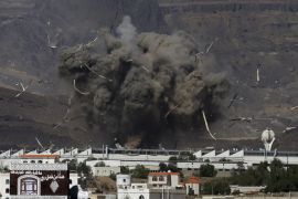 An air strike hits Houthi military site in Sanaa
