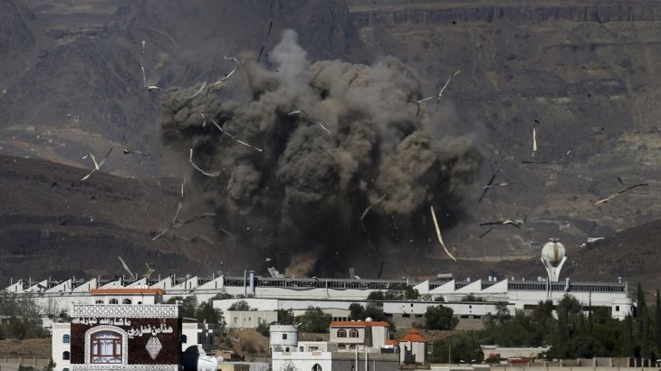 An air strike hits Houthi military site in Sanaa