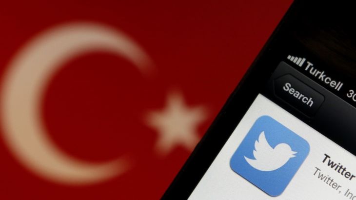 Twitter logo on an iPhone displayed next to a Turkish flag