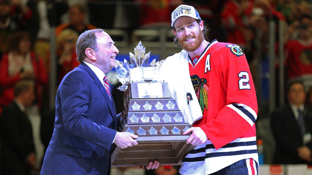Keith was named MVP for the playoffs and lifted the Conn Smythe trophy [Dennis Wierzbicki-USA TODAY Sports]
