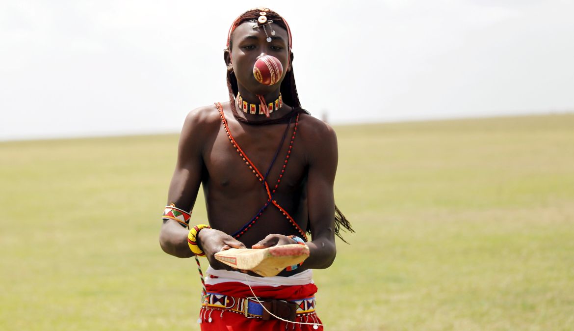Dickson Rongo, a member of the Maasai Cricket Warriors,