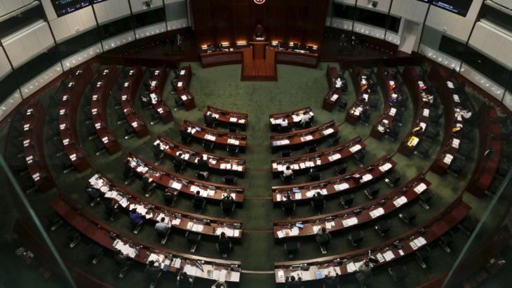 A general view of a Legislative Council meeting before a Beijing-backed electoral reform is debated in Hong Kong