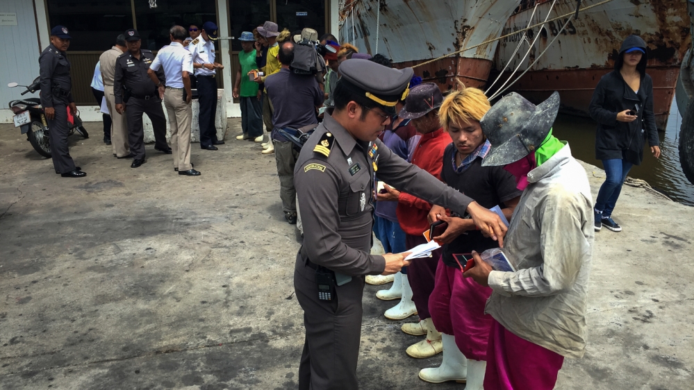 The Thai navy have been performing inspections on fishing vessels [Andrew Thomas/Al Jazeera]