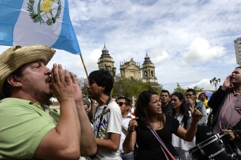 Demonstration demanding the resignation of Guatemalan President Otto Perez [AFP]