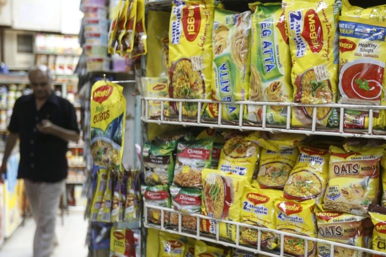 Packets of Nestle''s Maggi instant noodles