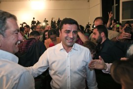 Selahattin Demirtas arrives for a news conference in Istanbul, Turkey [AP]