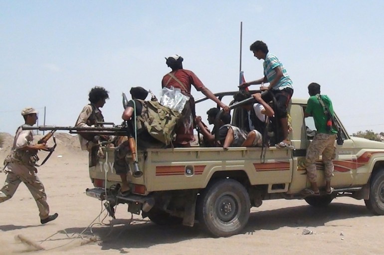 People''s Resistance fighters loyal to Yemen''s President Abd-Rabbu Mansour Hadi in Aden