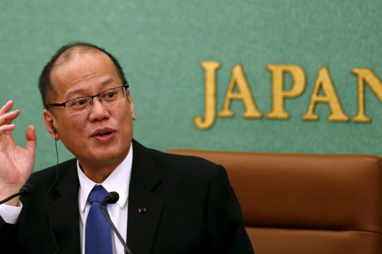 Philippine President Aquino speaks during news conference in Tokyo