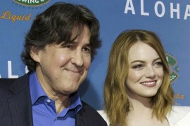 Director of the movie Cameron Crowe poses with Emma Stone at a special screening of Aloha in West Hollywood, California [REUTERS]