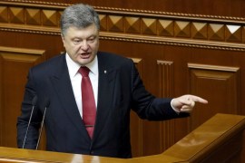 Ukrainian President Poroshenko speaks during his annual state of nation address to parliament in Kiev