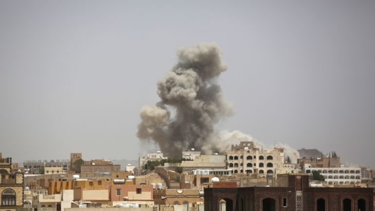 Smoke rises after a Saudi-led airstrike in Sanaa, Yemen, Thursday, July 2, 2015. The United Nations on Wednesday, July 1 declared its