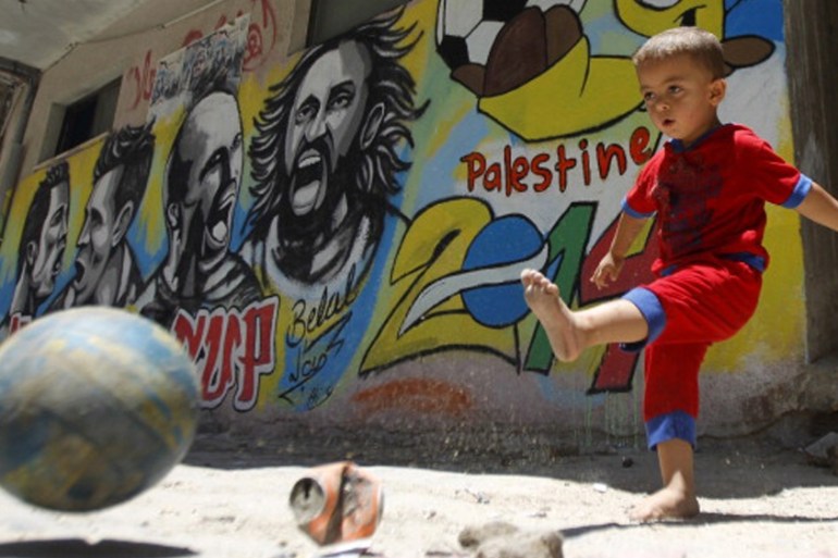 PALESTINIAN-GAZA-THEME-FOOTBALL-FBL-WC-2014-OFFBEAT