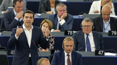 Greek Prime Minister Alexis Tsipras pleaded in the European Parliament for a fair deal to keep his country in the eurozone [Vincent Kessler/Reuters]