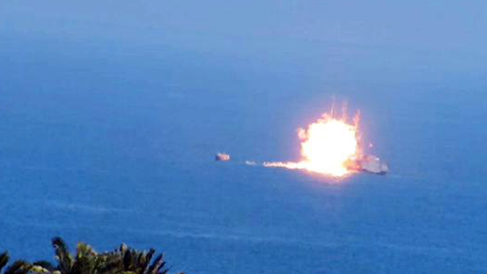 Sinai Province released photos on Twitter appearing to show the attack on the Egyptian vessel [Twitter]