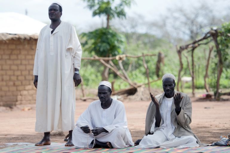 Refugees from Sudan pray in a camp in Central African Republic