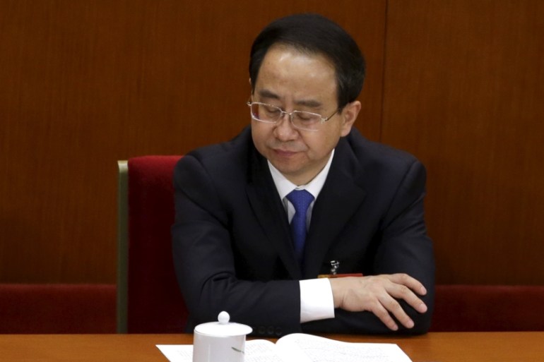 File picture of Ling Jihua, former vice chairman of the Chinese People''s Political Consultative Conference pausing during a meeting in Beijing