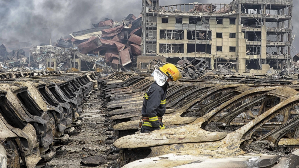 About 10,000 new imported cars were destroyed in the blasts [Reuters]
