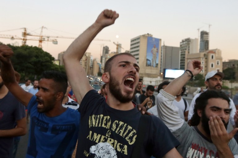 Lebanese activists chant slogans