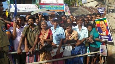 Supporters at a rally in Akuressa, Matara in Sri Lanka's south [Dilrukshi Handunnetti/Al Jazeera]