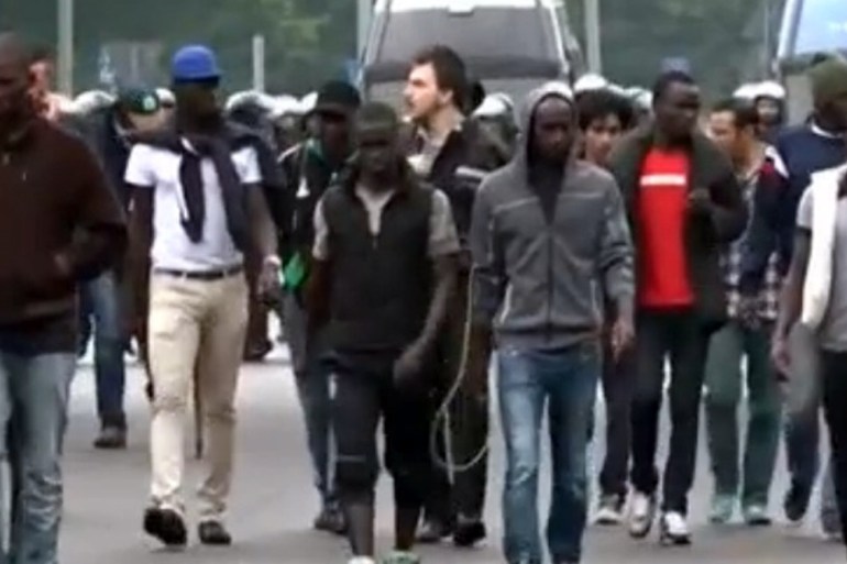 Italy refugees demo