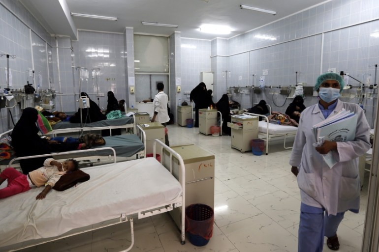 Malnourished children receive treatment in Sana?a hospital