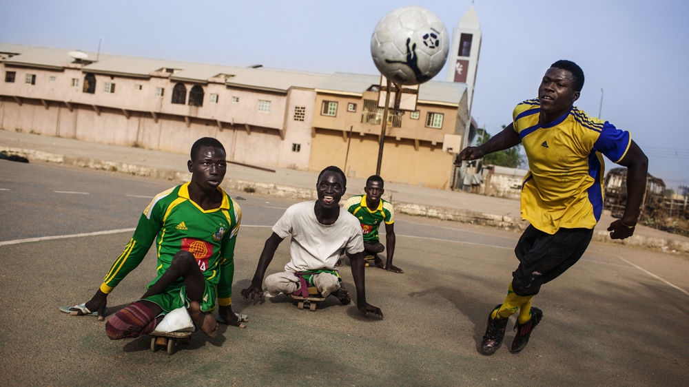 Abdul, right, contracted polio as a child and is one of the para-soccer team's goalkeepers [Diego Ibarra Sanchez/MeMo]