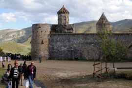 Tourists visit the ancient Tatev monastery in Armenia''s southern mountains close to the border with Iran [AFP]