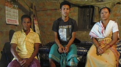 Lakhyamati Daimari, her husband and son were beaten by a mob and banished from their village over  witch   accusations [Sarita Santoshini/Al Jazeera]